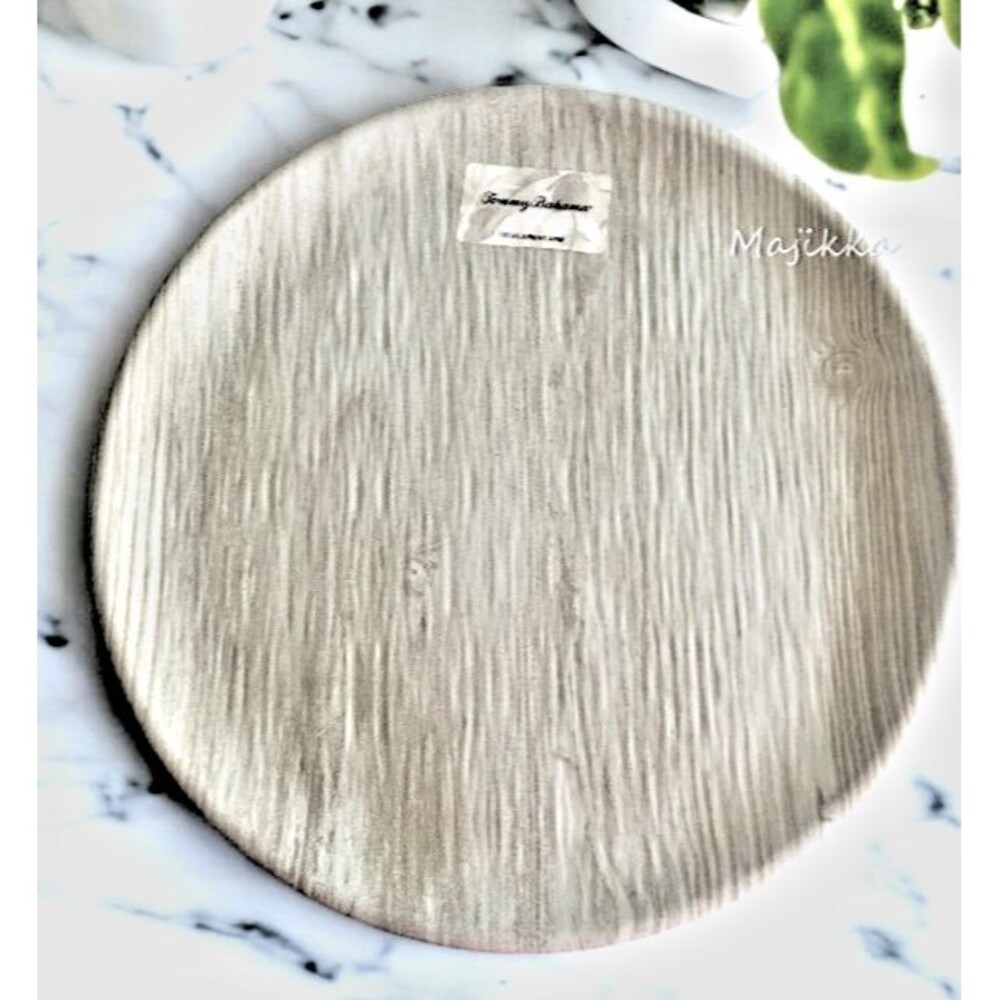 Tommy Bahama Melamine 11" Dinner Plates Set of 4 Gray Faux Wood Grain Summer